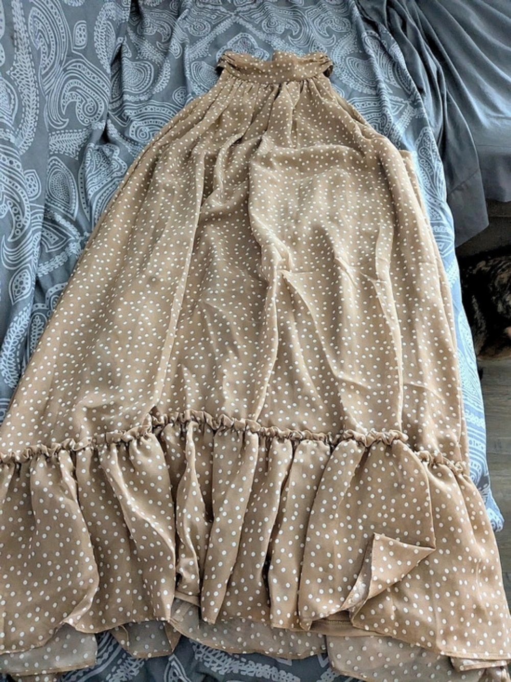 Taylor Polka Dot Ruffle Mini Dress in Brown Size 10